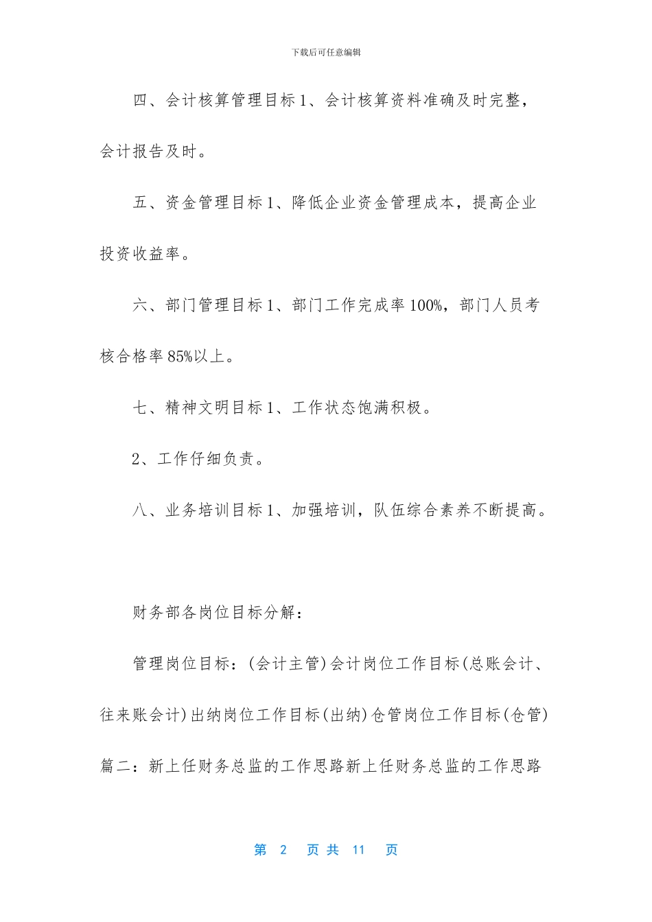 财务总监岗位工作计划_第2页