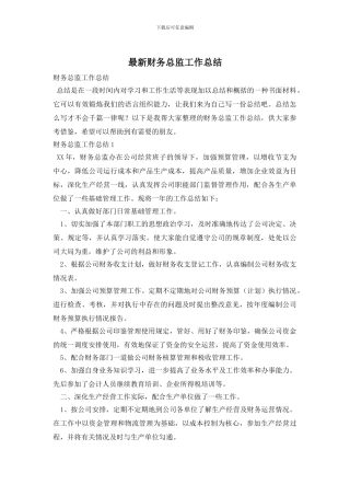 财务总监工作总结