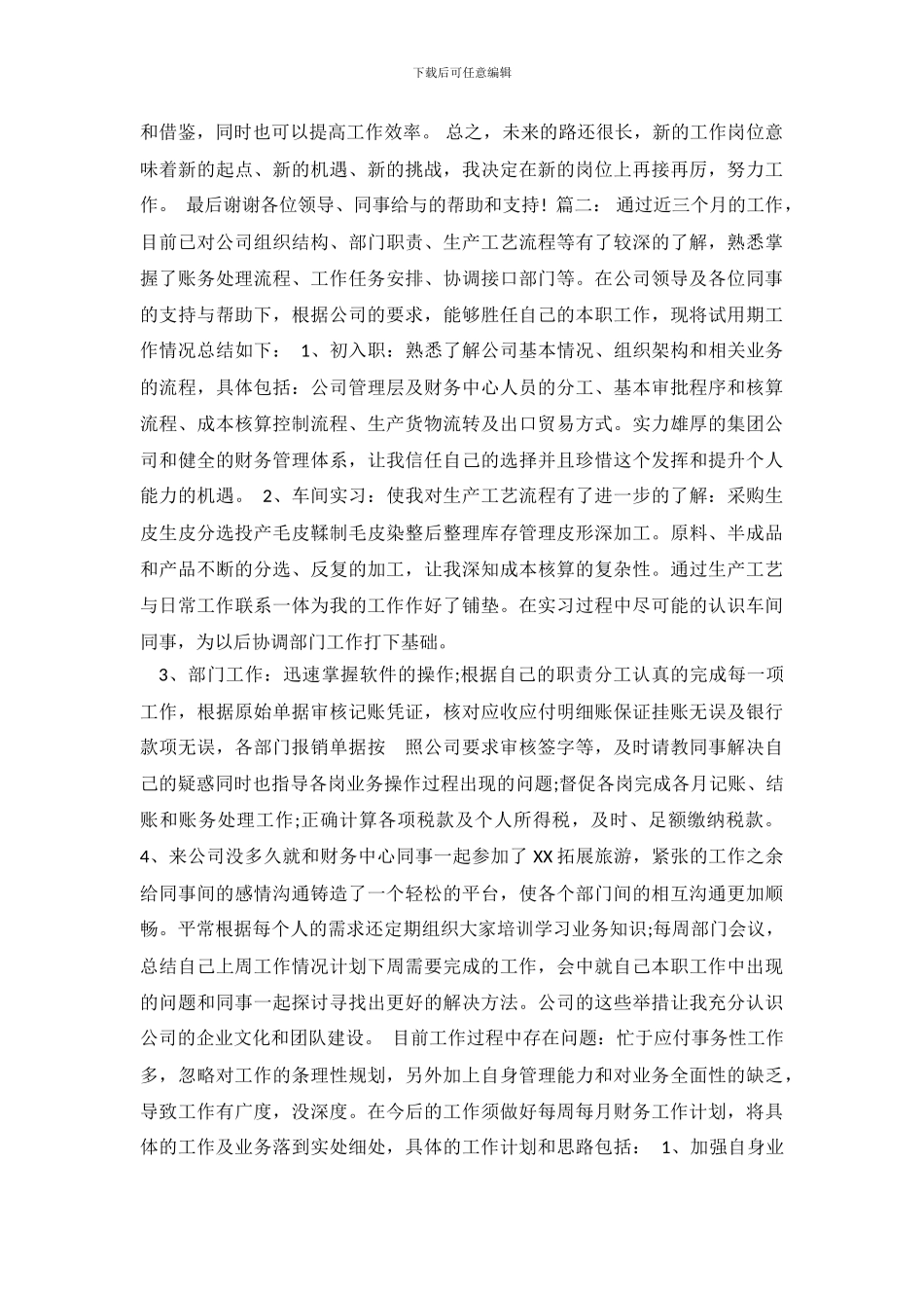 财务试用期三个月工作总结3篇_第3页