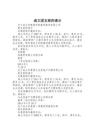 成立团支部的请示