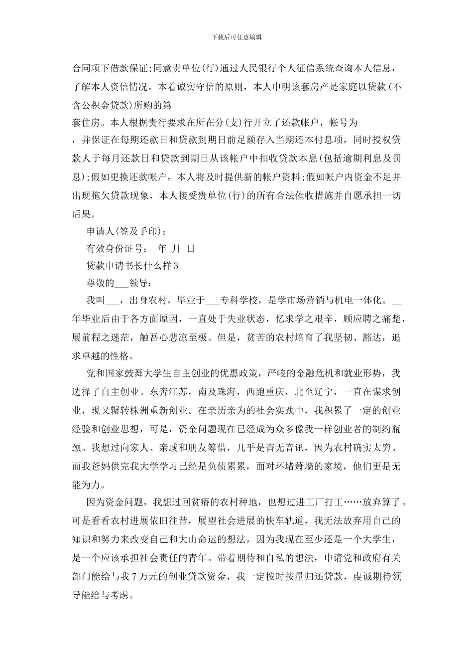 贷款申请书长什么样五篇_第2页