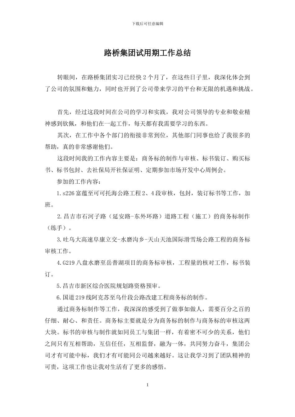 路桥集团试用期工作总结_第1页