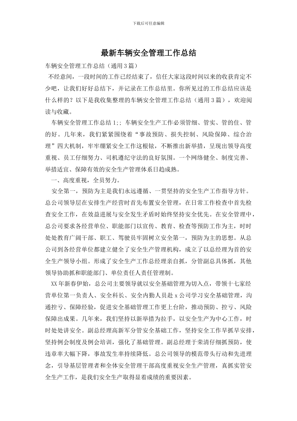 车辆安全管理工作总结_第1页