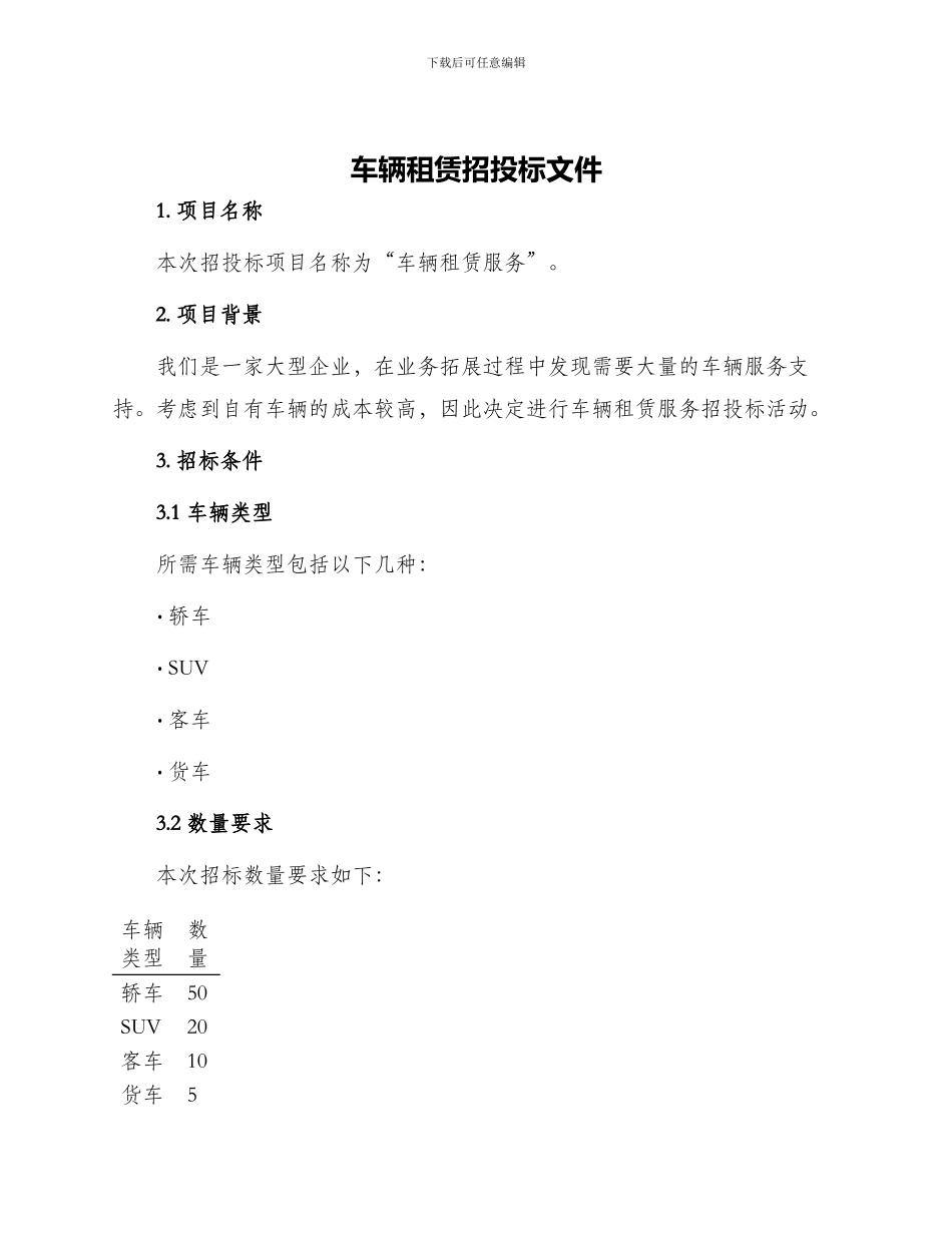 车辆租赁招投标文件_第1页