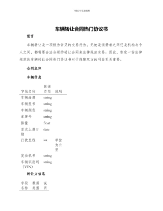 车辆转让合同热门协议书