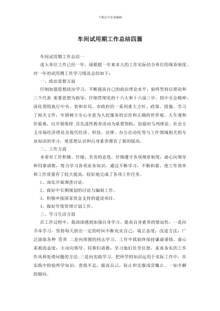 车间试用期工作总结四篇
