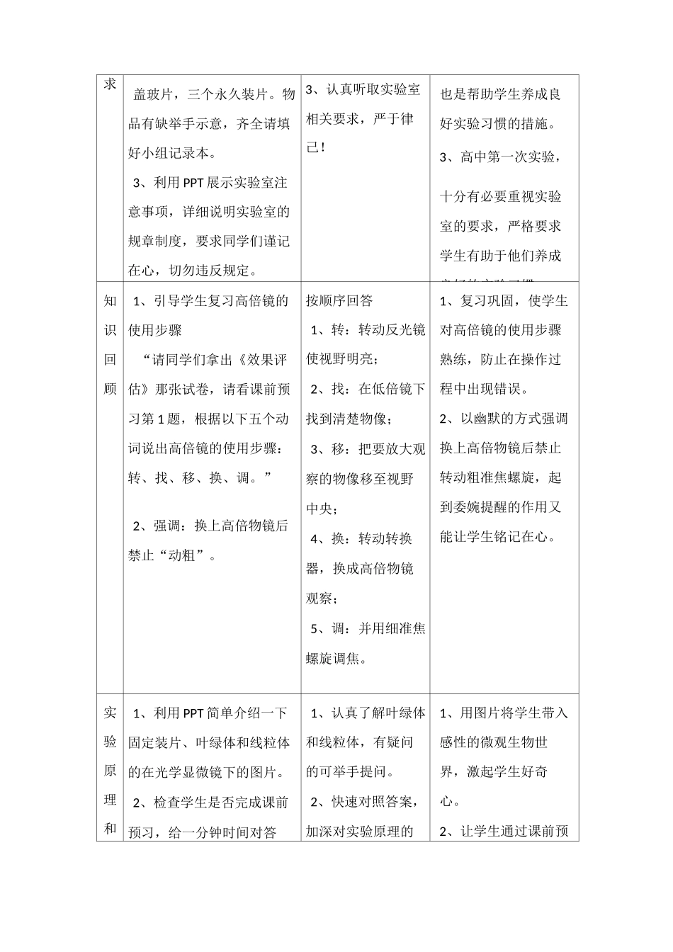 用高倍显微镜观察叶绿体和线粒体教案设计_第3页