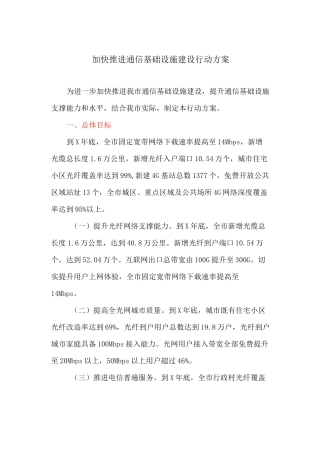 加快推进通信基础设施建设行动方案