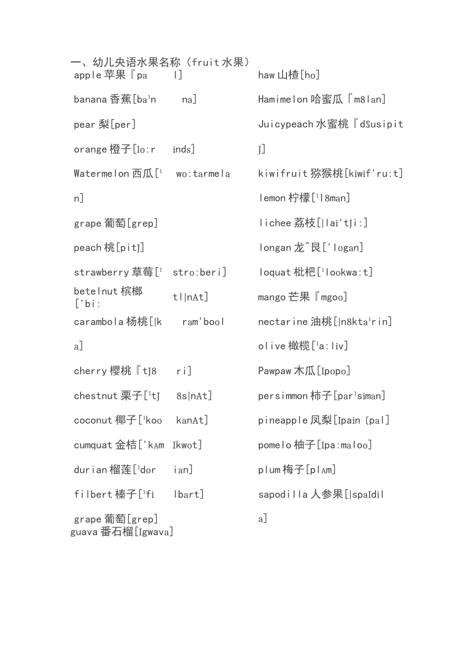 幼儿启蒙英语词汇大全_第2页