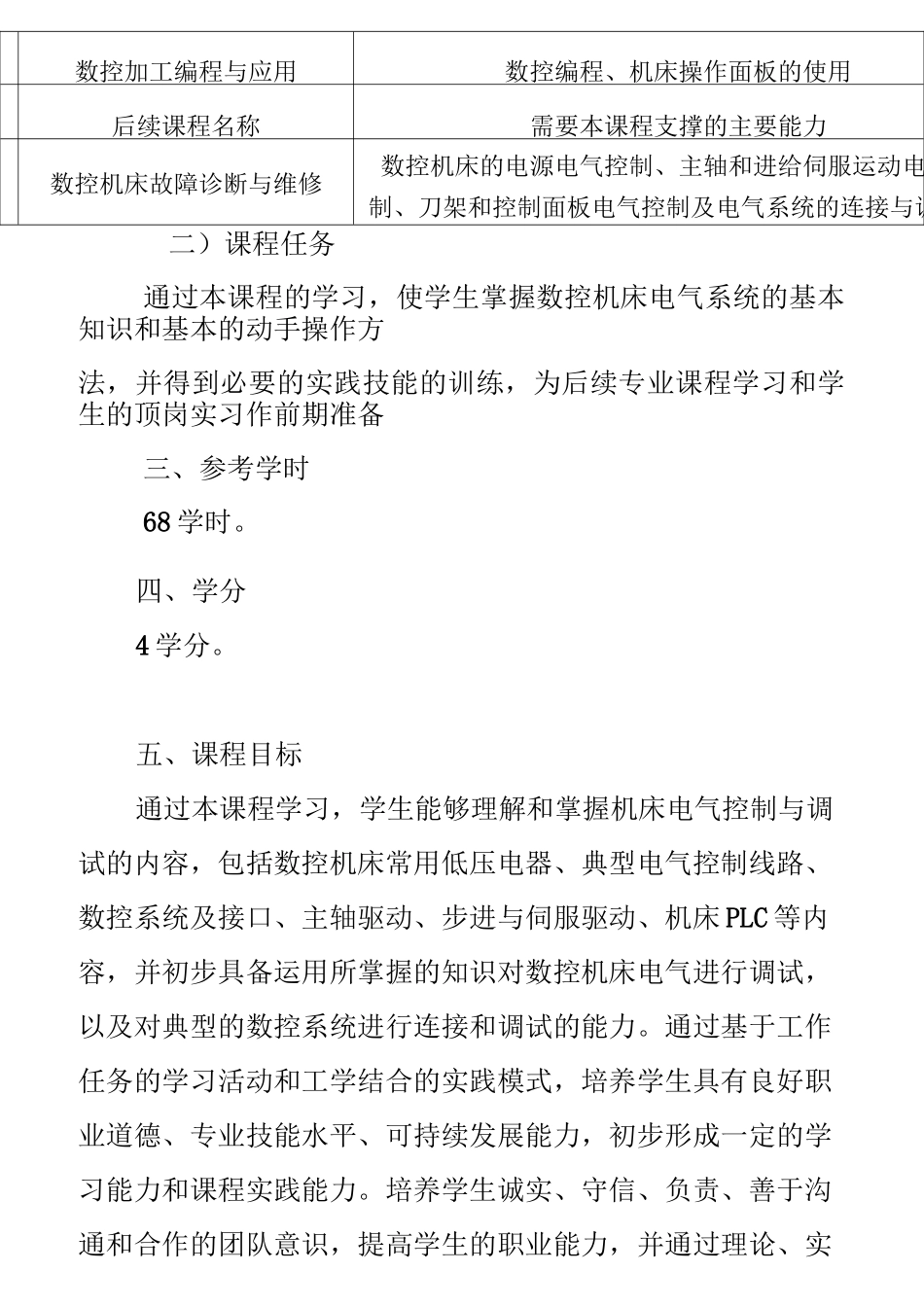 机床电气控制与调试课程标准_第2页