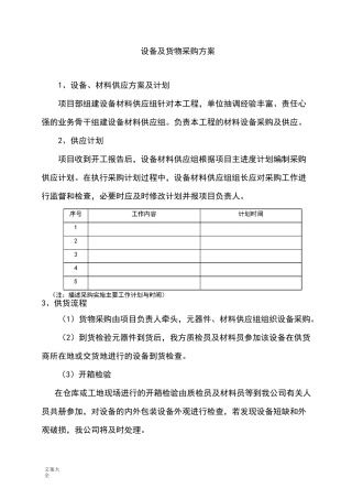 设备及货物采购方案设计