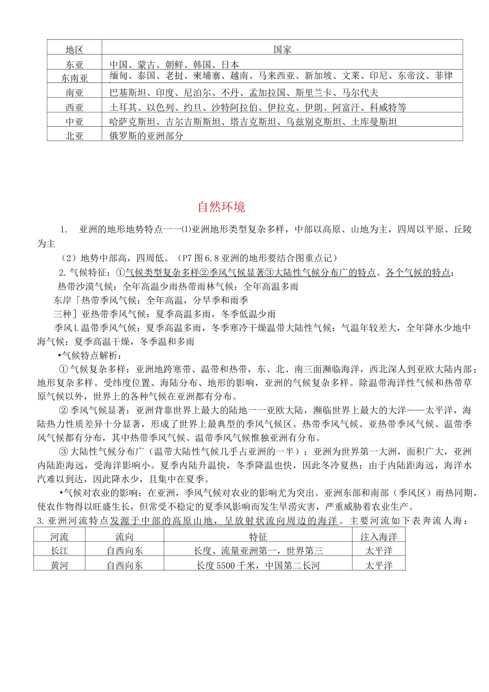 超级资源(共13套)新人教版七年级地理下册(全册)所有知识点归纳汇总_第2页