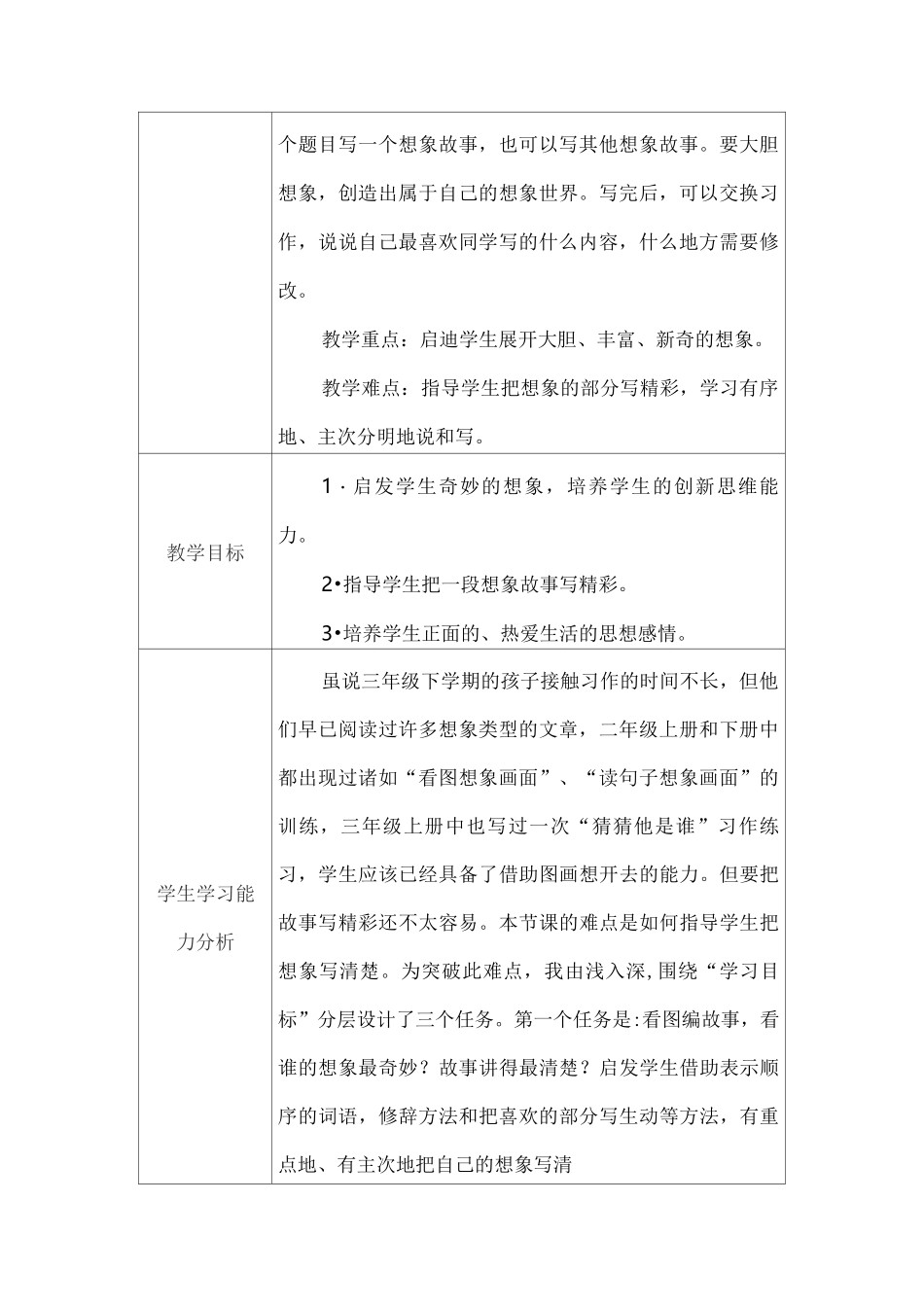 小学语文教学课例《奇妙的想象》课程思政核心素养教学设计及总结反思_第2页