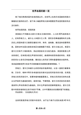 世界各国民歌一览
