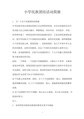 小学民族团结活动简报