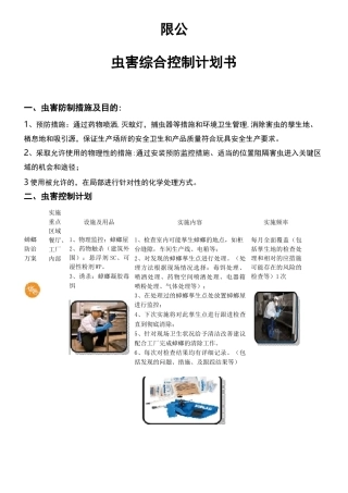 虫害控制计划 