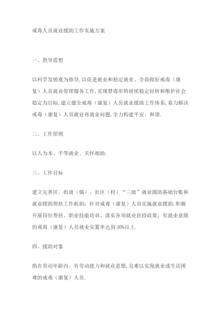 戒毒人员就业援助工作实施方案