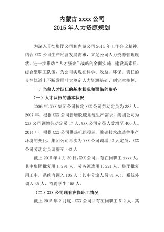 2015年人力资源计划修改版