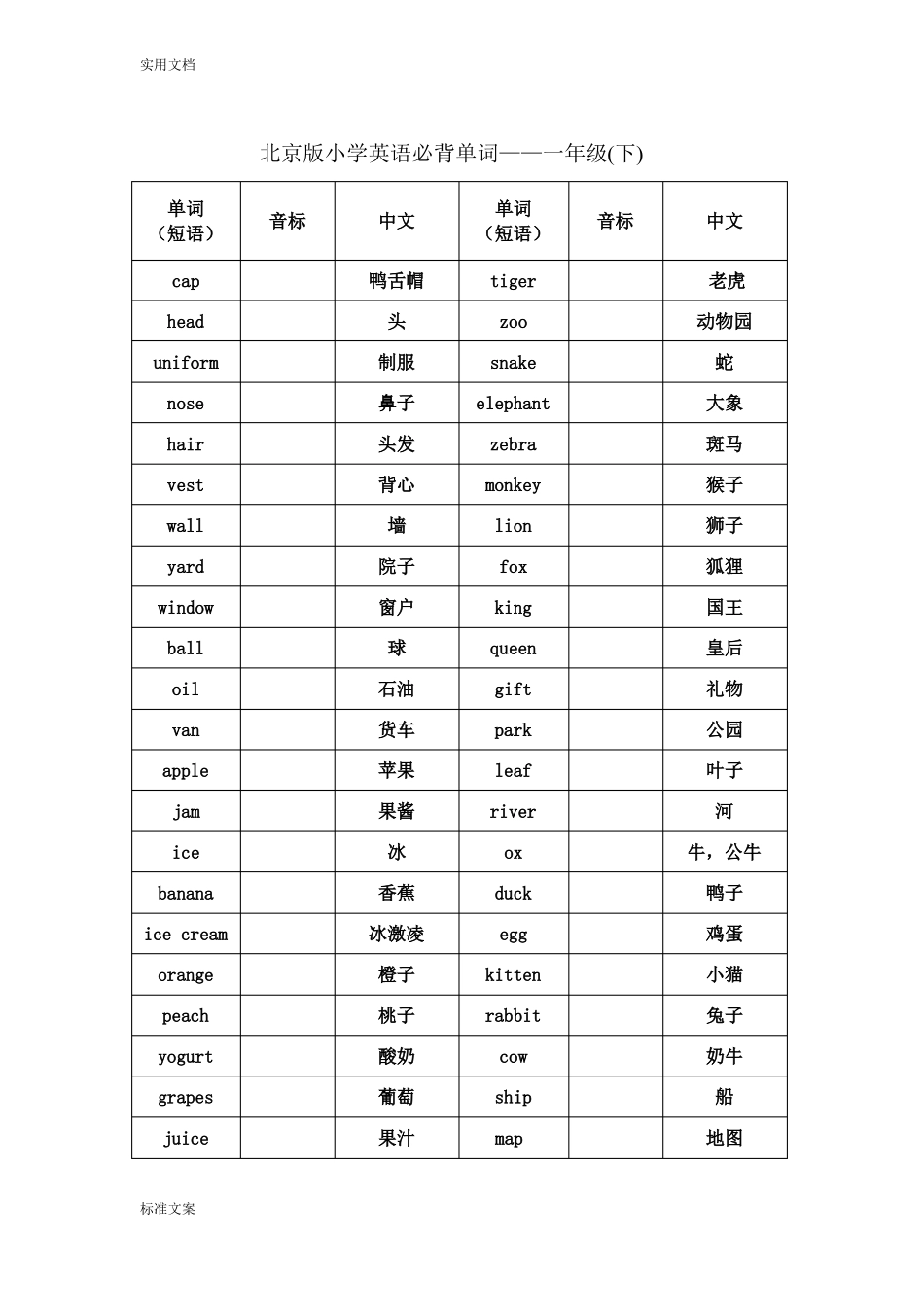 2016北京版6英语单词表_第2页