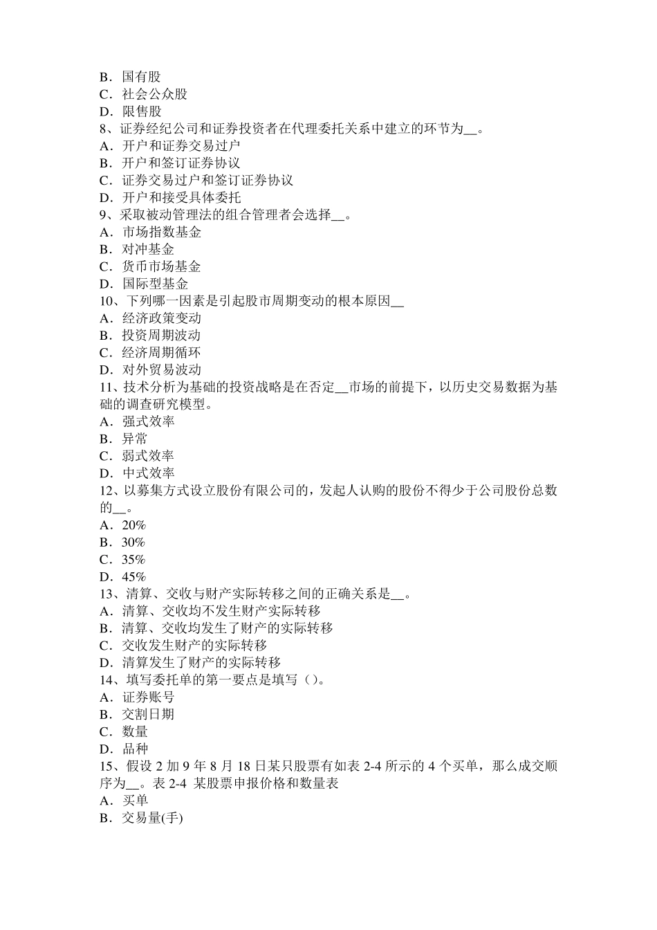 2016年下半年山西证券从业金融场：货币场概述模拟试题_第2页