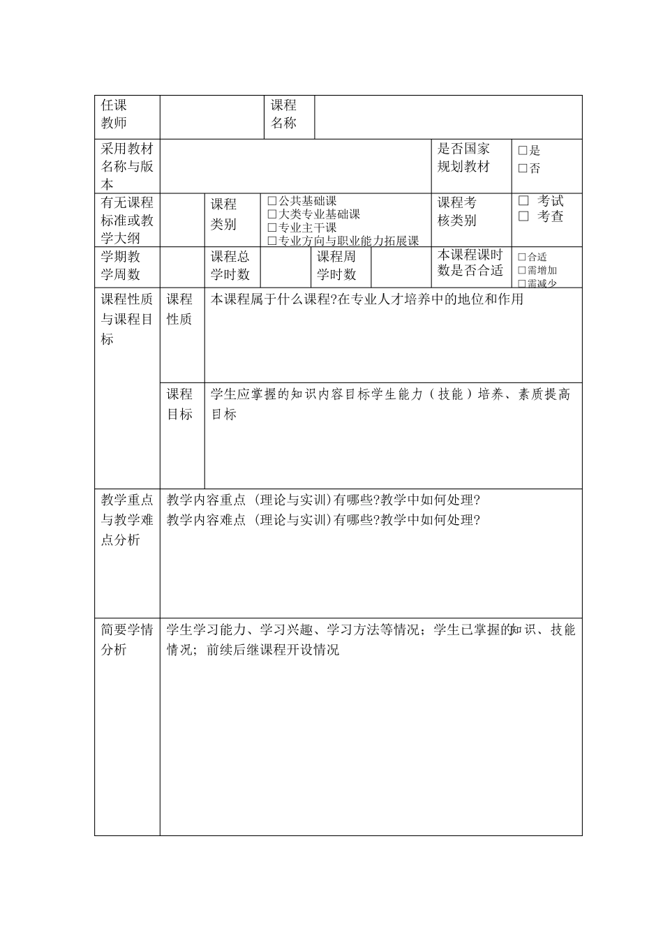 2016年学期授课计划模板_第2页
