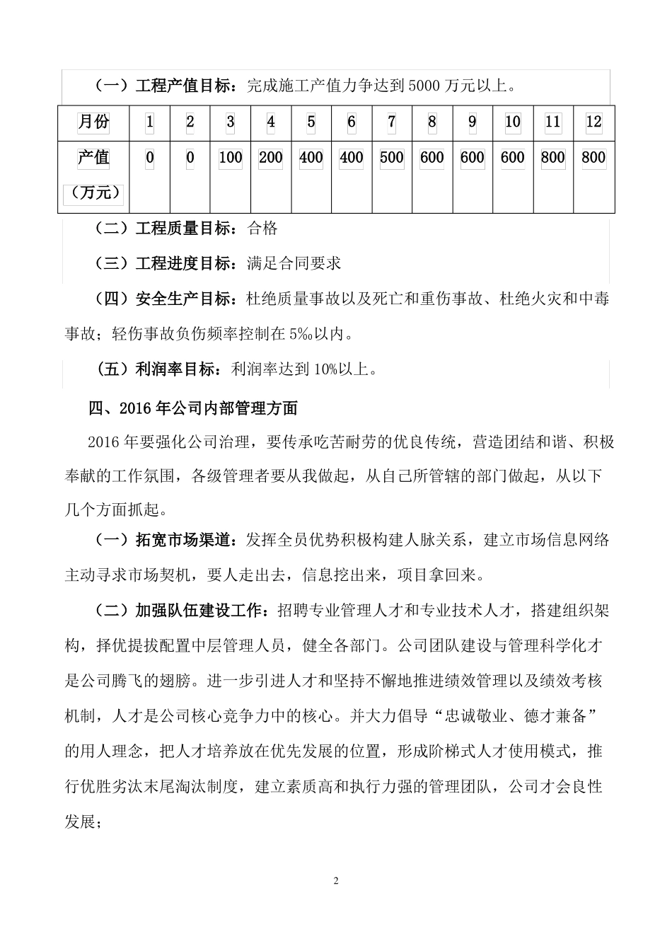 2016年经营目标计划_第2页
