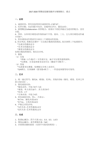 2017-2020周期竞技健美操评分规则修订、重点