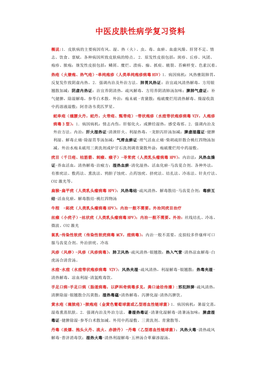 2017中医皮肤性病学主治汇总_第1页