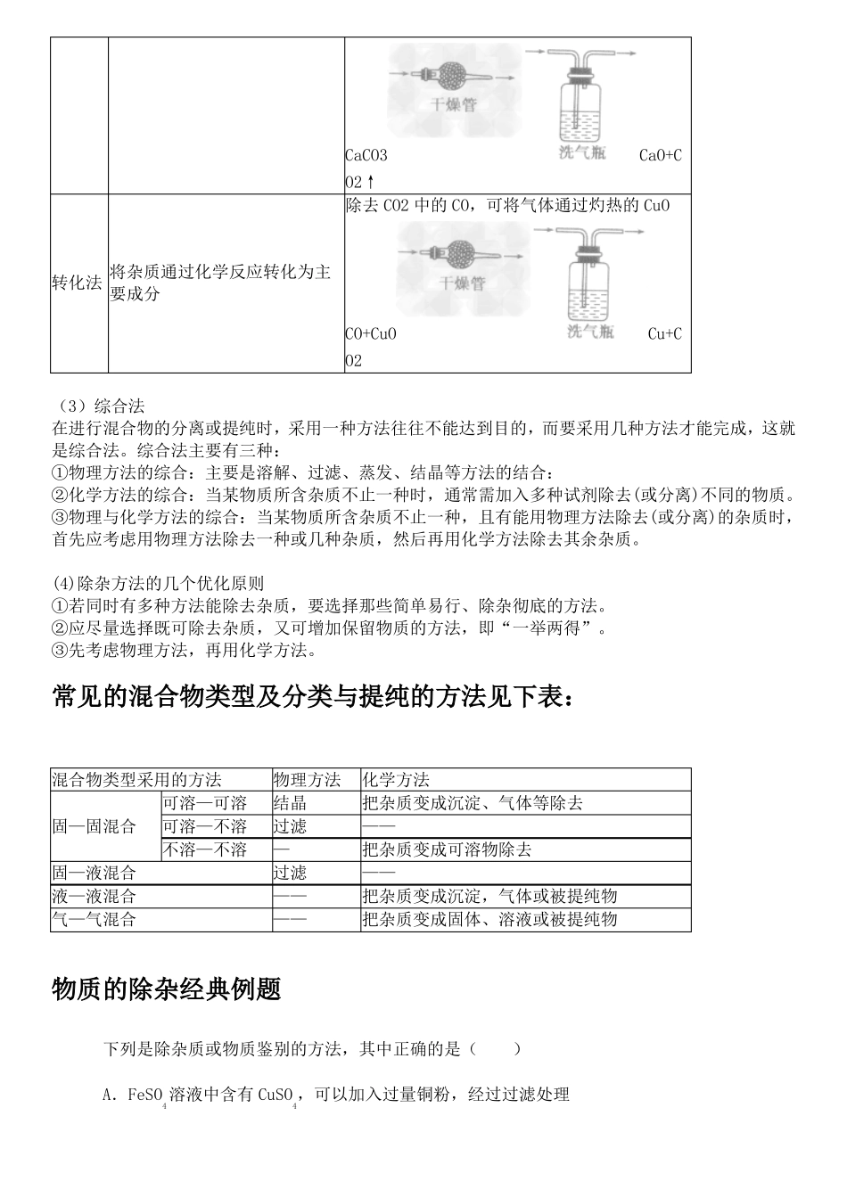 2017中考复习-初中化学物质的除杂知识点总结_第3页