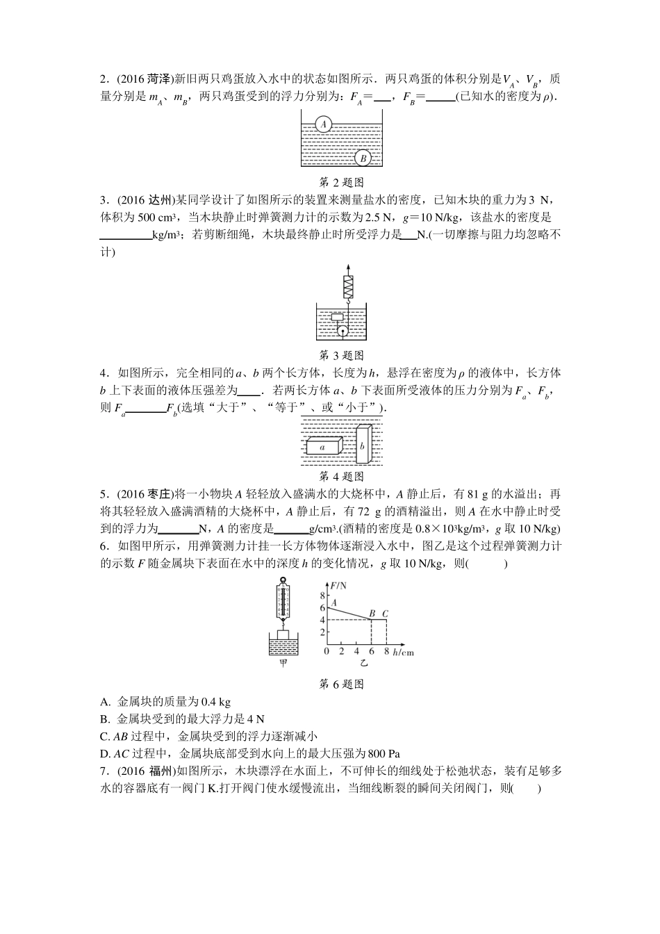 2017全国中考物理分类试题浮力_第3页