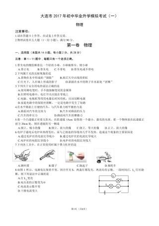 2017大连中考物理一模