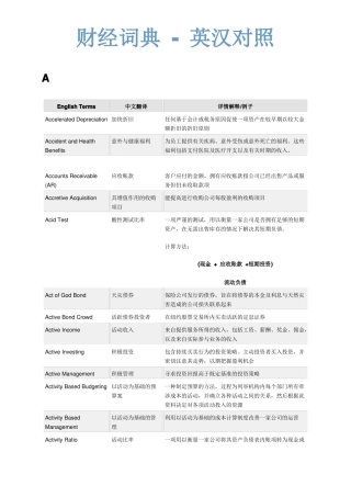 2017年ACCA高盛财经词典-英汉对照版