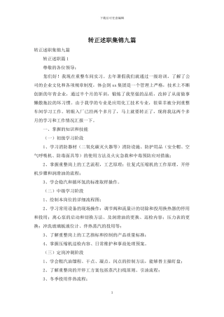 转正述职集锦九篇