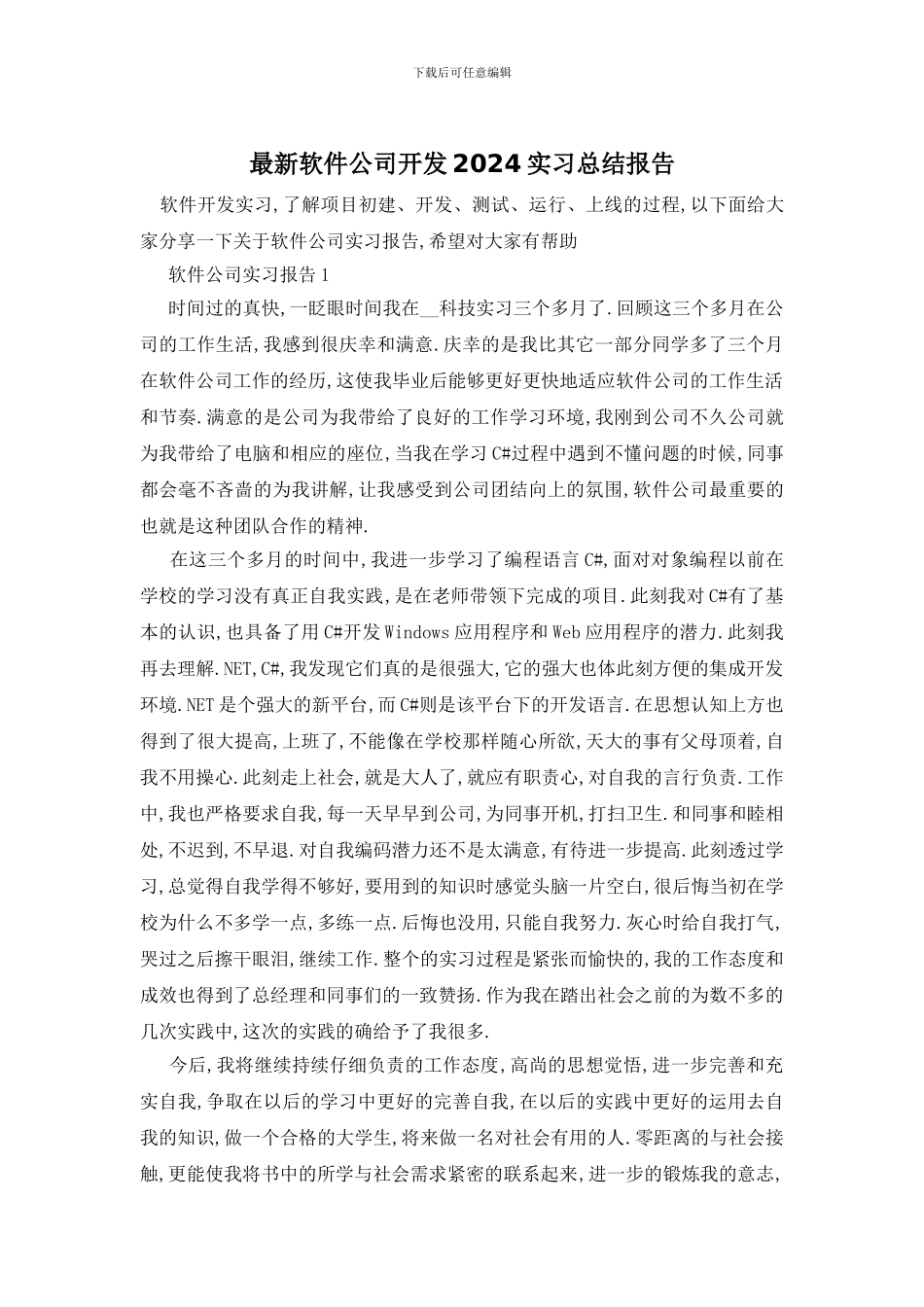 软件公司开发2024实习总结报告_第1页
