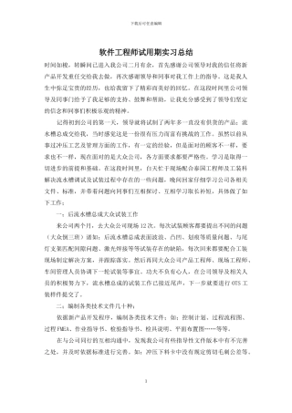 软件工程师试用期实习总结