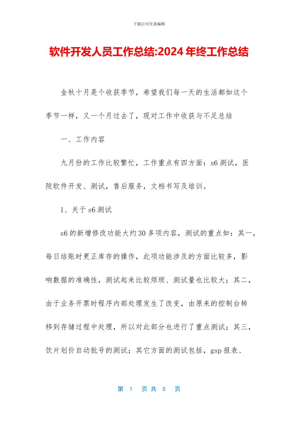 软件开发人员工作总结_第1页