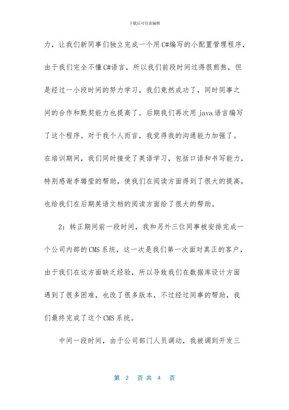 软件行业个人年度总结报告_第2页