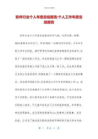 软件行业个人年度总结报告