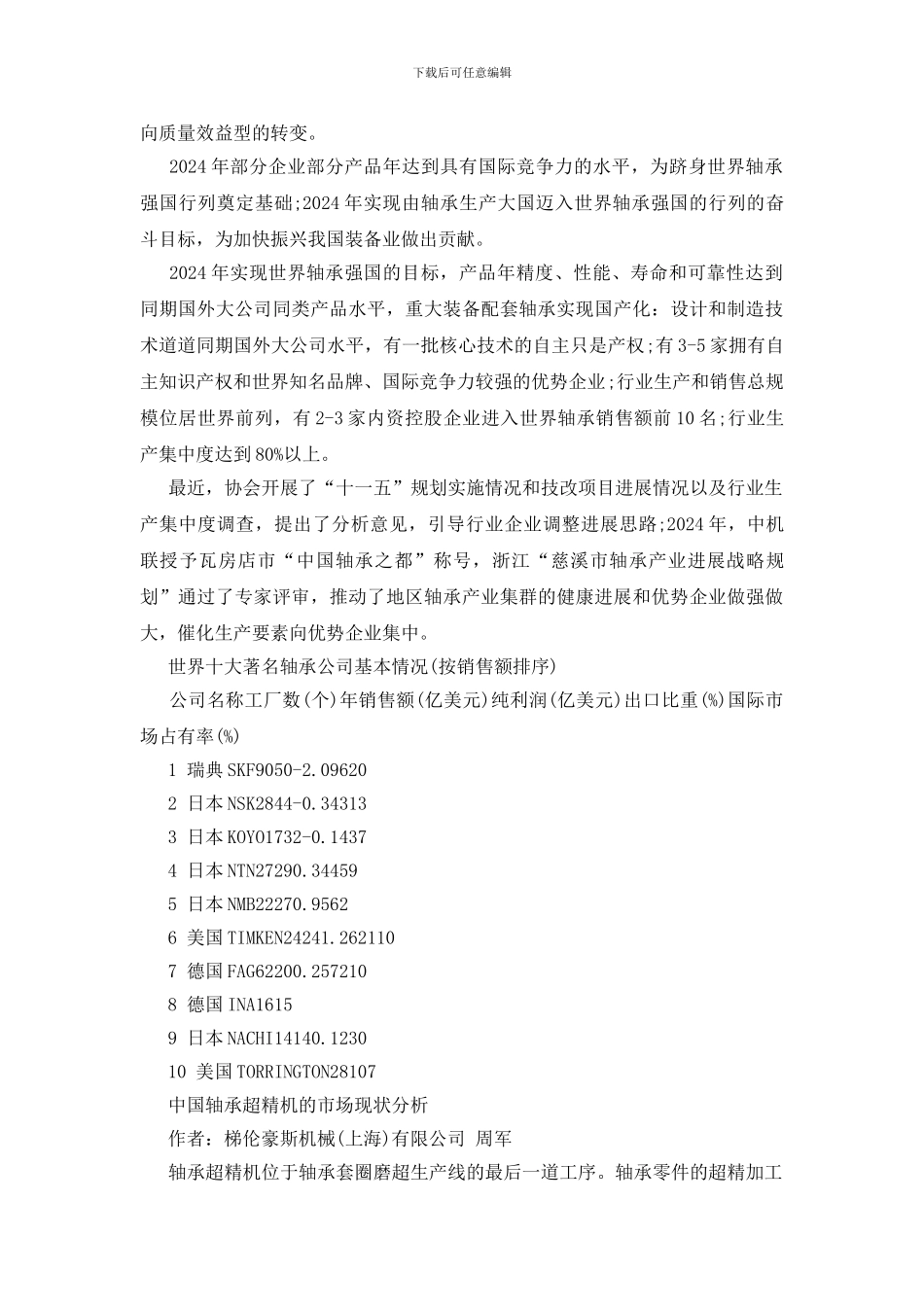 轴承行业分析报告3篇_第3页