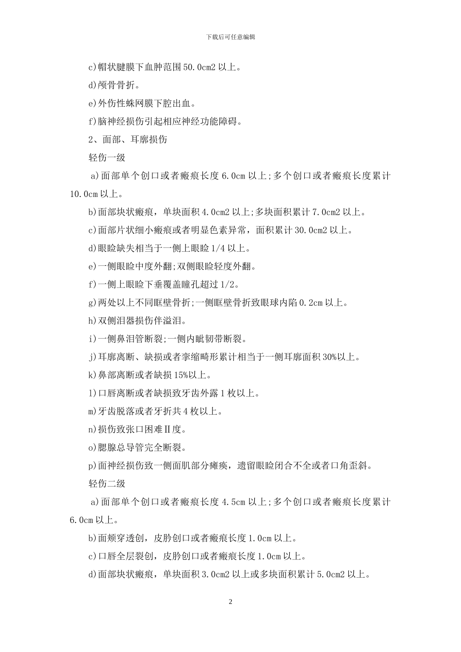 轻伤鉴定标准及量刑标准_第2页