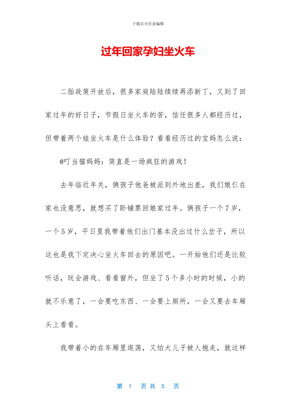 过年回家孕妇坐火车_第1页