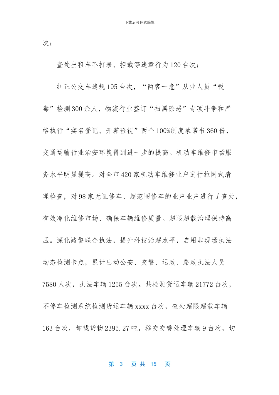 运输单位年度工作总结_第3页