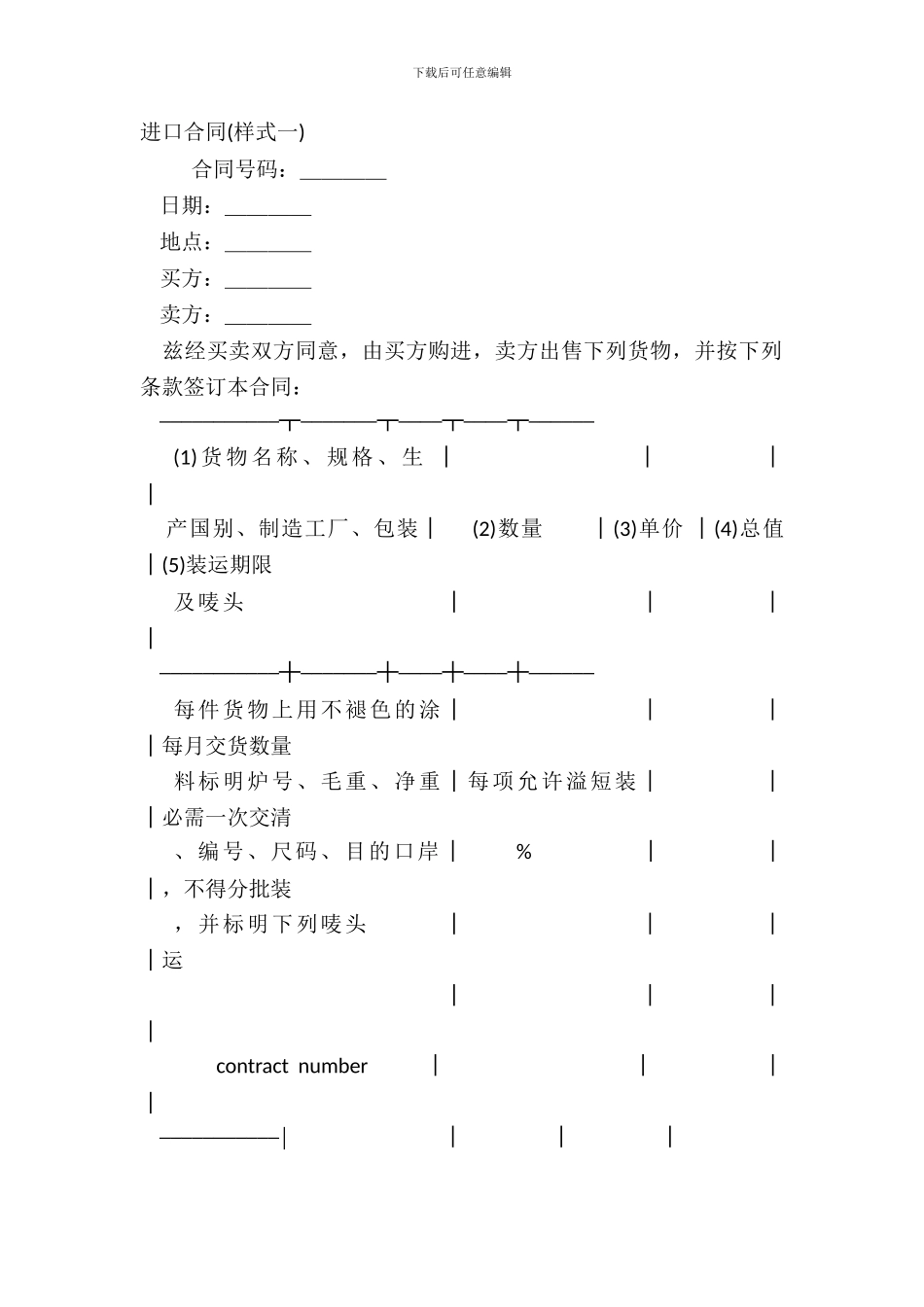 进口合同样式一_第2页