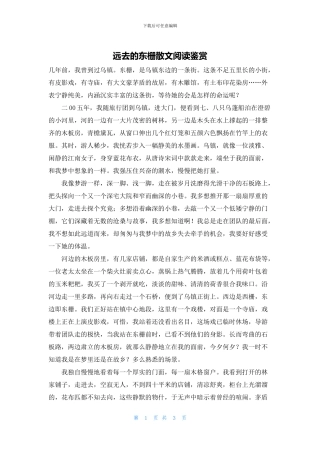 远去的东栅散文阅读鉴赏