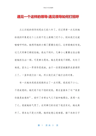 遇见一个这样的领导