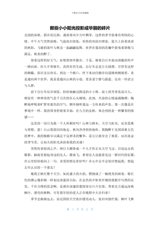 那些小小阳光投影成华丽的碎片