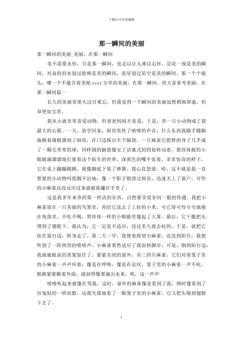 那一瞬间的美丽_第1页