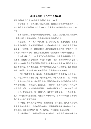 那段温暖的日子作文800字