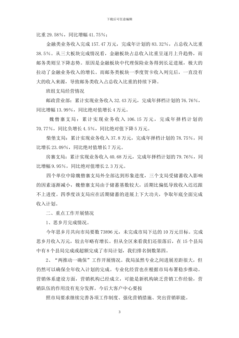 邮政公司三季度工作总结十六篇_第3页