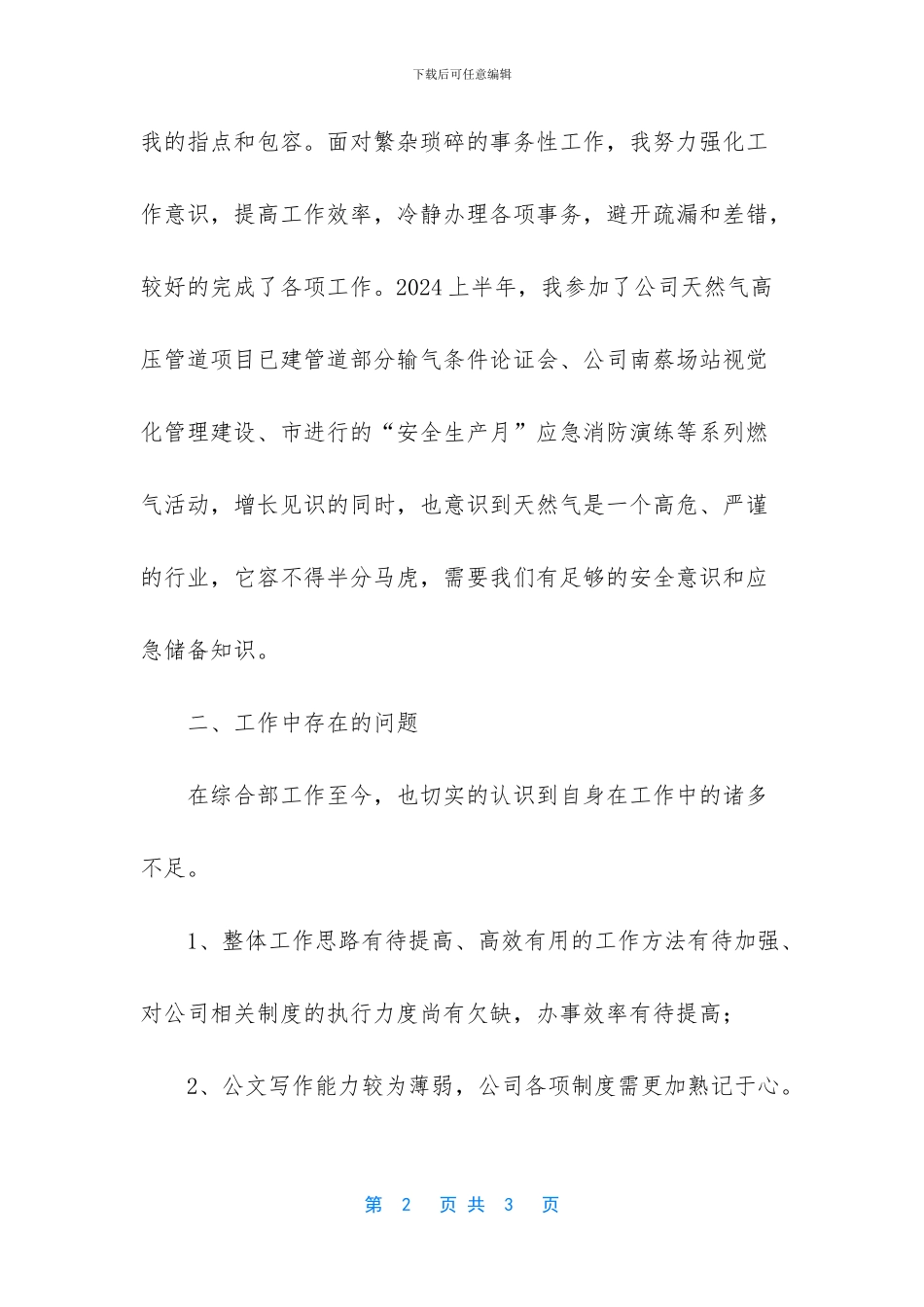 部门综合岗工作总结_第2页